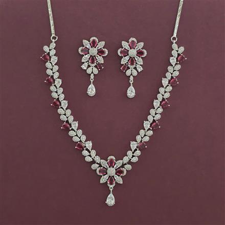 American Diamond Classic Necklace with Rhodium Plating