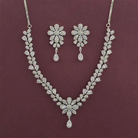 American Diamond Classic Necklace with Rhodium Plating