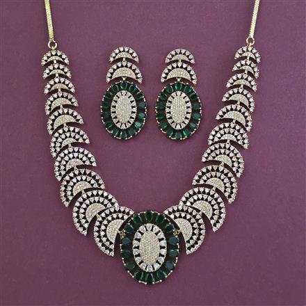 American Diamond Classic Necklace with Mehndi Plating