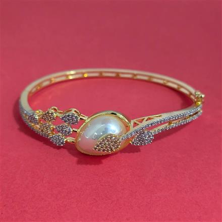 American Diamond Openable kada with Rhodium Plating 2 Tone Plating Mehndi Plating