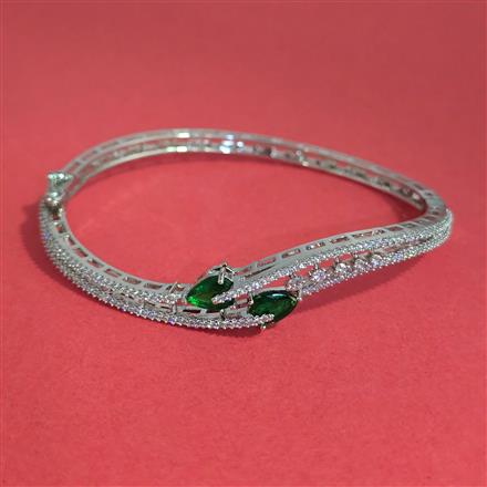 American Diamond Openable kada with Rhodium Plating