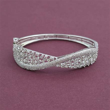 American Diamond Openable kada with Rhodium Plating 2 Tone Plating Mehndi Plating