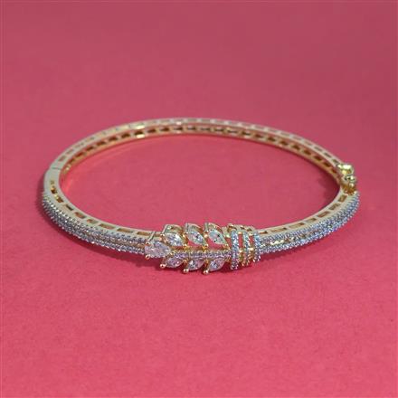 American Diamond Openable kada with Rhodium Plating 2 Tone Plating Mehndi Plating