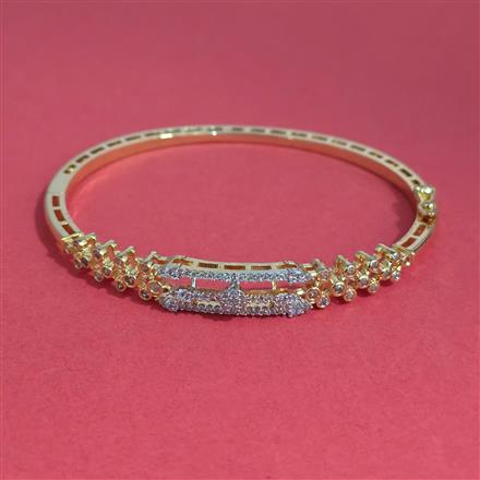 American Diamond Openable kada with Rhodium Plating 2 Tone Plating Mehndi Plating