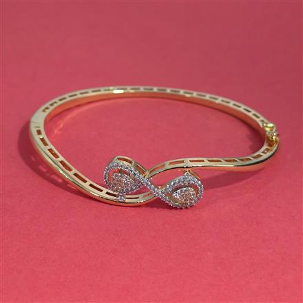 American Diamond Classic Kada with Rhodium Plating 2 Tone Plating Mehndi Plating