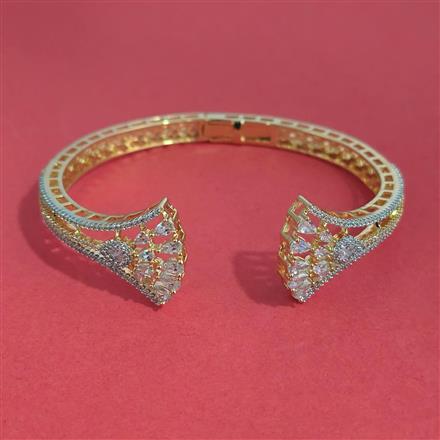 American Diamond Classic Kada with Rhodium Plating 2 Tone Plating Mehndi Plating