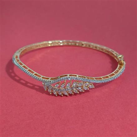 American Diamond Classic Kada with Rhodium Plating 2 Tone Plating Mehndi Plating
