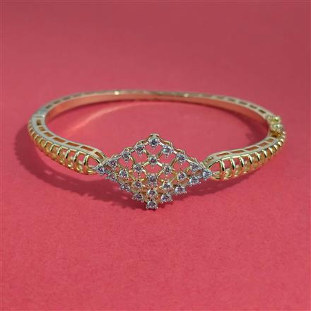 American Diamond Openable kada with Rhodium Plating 2 Tone Plating Mehndi Plating