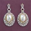 American Diamond Moti Earring with Rhodium Plating 2 Tone Plating Mehndi Plating