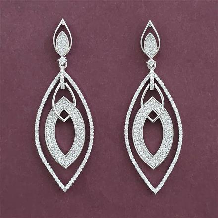 American Diamond Classic Earring with Rhodium Plating 2 Tone Plating Mehndi Plating