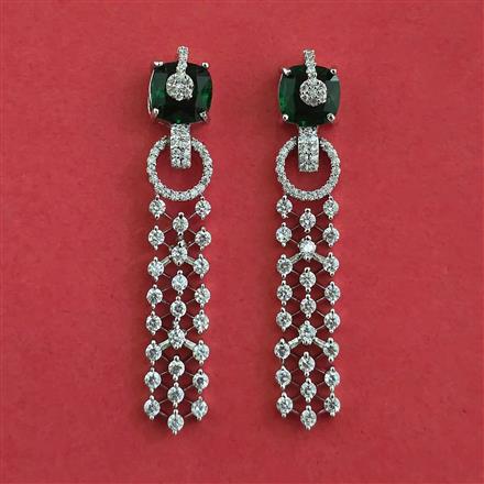 American Diamond Classic Earring with Rhodium Plating