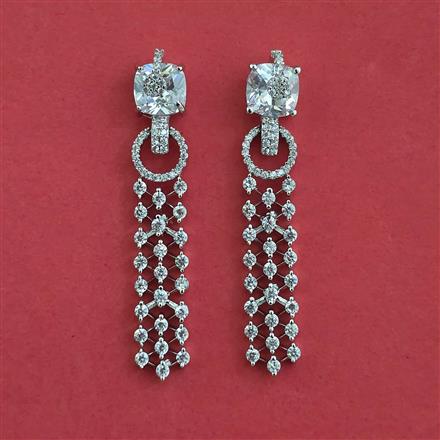 American Diamond Classic Earring with Rhodium Plating