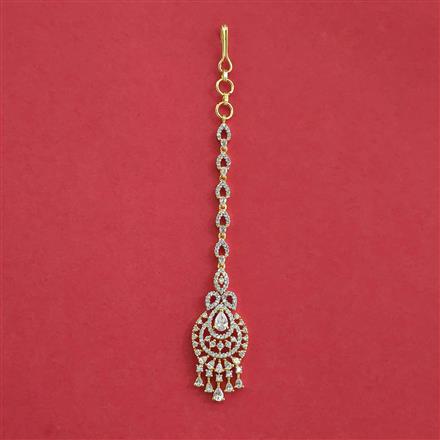 American Diamond Classic Tikka with Rhodium Plating 2 Tone Plating Mehndi Plating