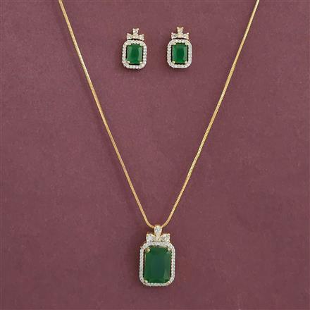 American Diamond Classic Pendant Set with 2 Tone Plating