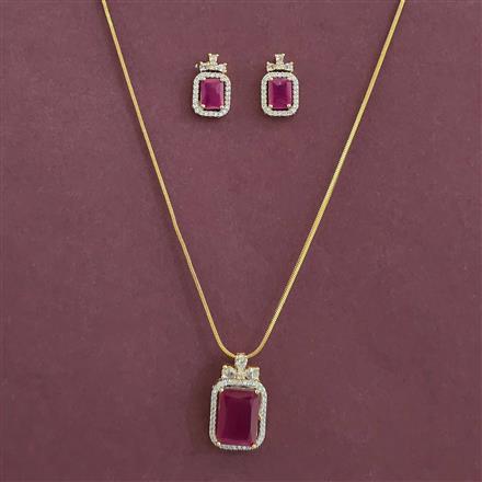 American Diamond Classic Pendant Set with 2 Tone Plating