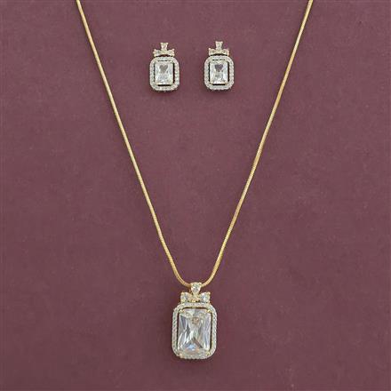 American Diamond Classic Pendant Set with 2 Tone Plating