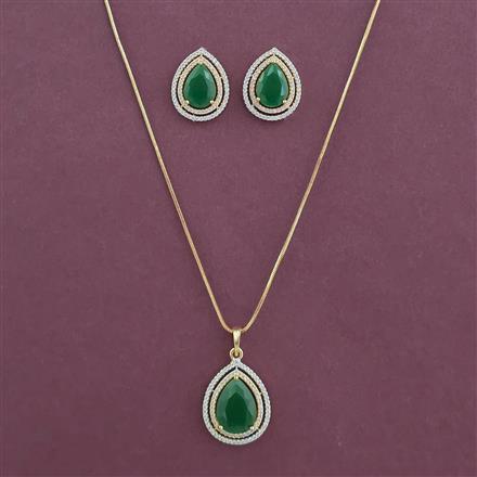 American Diamond Classic Pendant Set with 2 Tone Plating