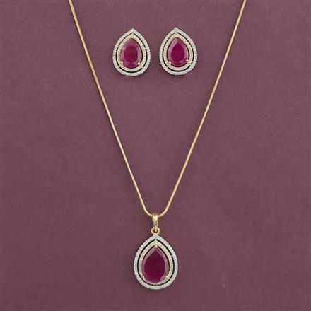 American Diamond Classic Pendant Set with 2 Tone Plating