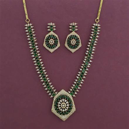 American Diamond Classic Necklace with Mehndi Plating