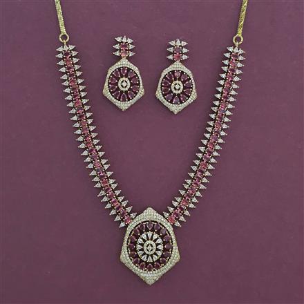 American Diamond Classic Necklace with Mehndi Plating