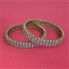 American Diamond 2 Pc Classic Bangles with Mehndi Plating