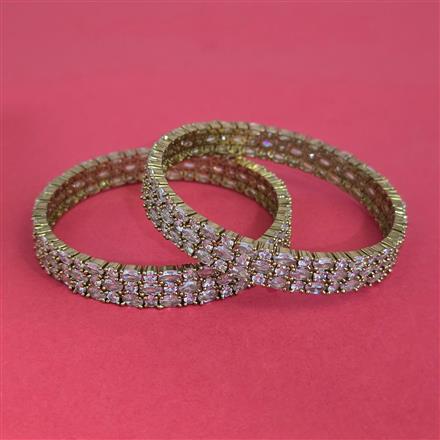 American Diamond 2 Pc Classic Bangles with Mehndi Plating