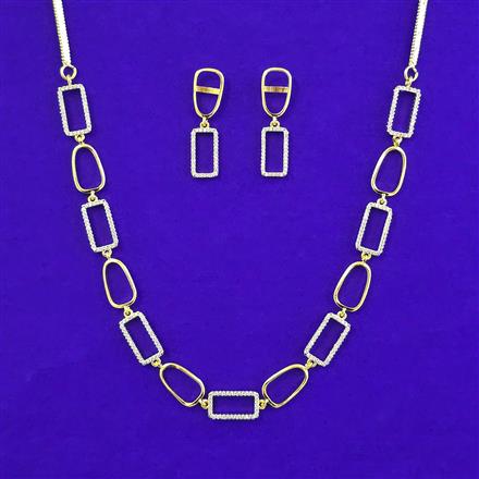American Diamond Classic Necklace with Rhodium Plating 2 Tone Plating
