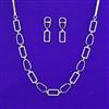 American Diamond Classic Necklace with Rhodium Plating 2 Tone Plating