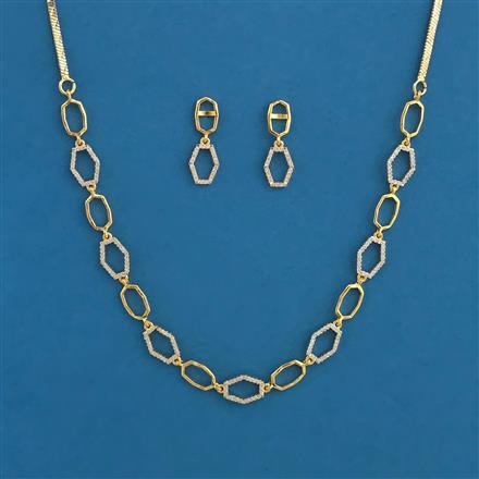 American Diamond Delicate Necklace with Rhodium Plating 2 Tone Plating
