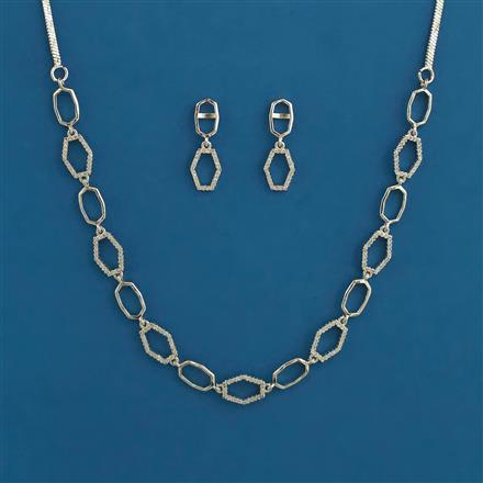 American Diamond Delicate Necklace with Rhodium Plating 2 Tone Plating