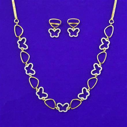 American Diamond Classic Necklace with Rhodium Plating 2 Tone Plating