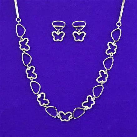 American Diamond Classic Necklace with Rhodium Plating 2 Tone Plating