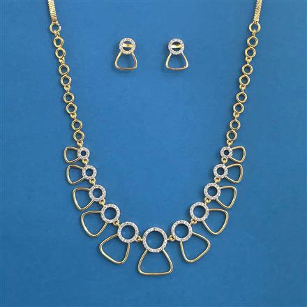 American Diamond Delicate Necklace with Rhodium Plating 2 Tone Plating