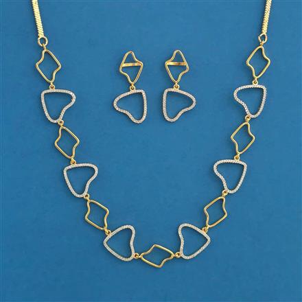 American Diamond Delicate Necklace with Rhodium Plating 2 Tone Plating