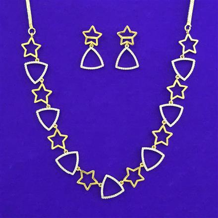 American Diamond Classic Necklace with Rhodium Plating 2 Tone Plating