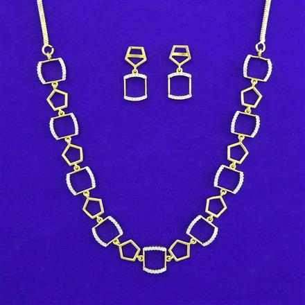 American Diamond Classic Necklace with Rhodium Plating 2 Tone Plating