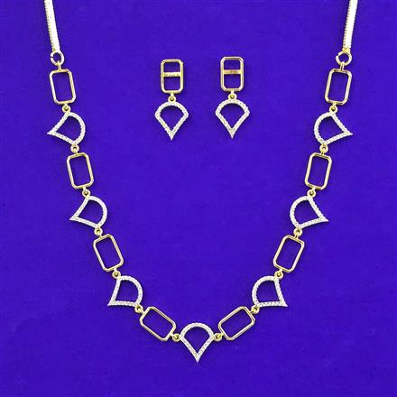 American Diamond Classic Necklace with Rhodium Plating 2 Tone Plating