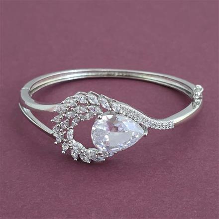 American Diamond Openable kada with Rhodium Plating