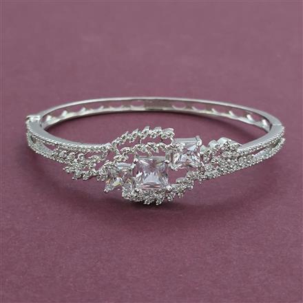American Diamond Openable kada with Rhodium Plating