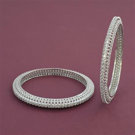 American Diamond 2 Pc Classic Bangles with Rhodium Plating