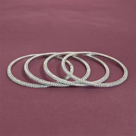 American Diamond 4 Pc Classic Bangles with Rhodium Plating