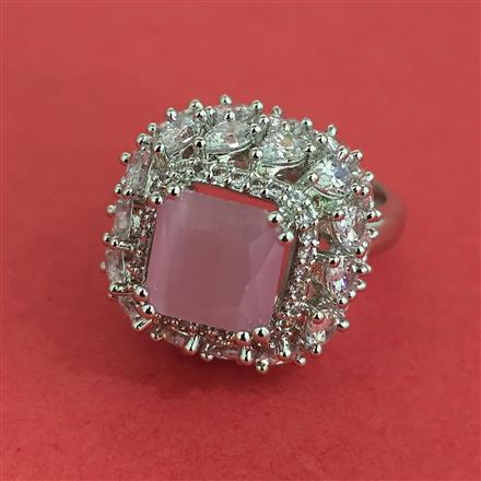 American Diamond Adjustable Ring with Rhodium Plating