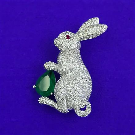 American Diamond Classic Brooch with Rhodium Plating