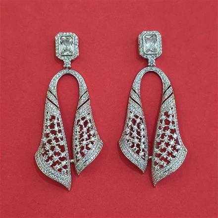 American Diamond Classic Earring with Rhodium Plating