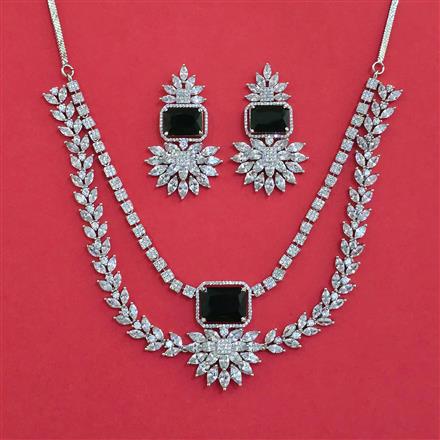 American Diamond Classic Necklace with Rhodium Plating