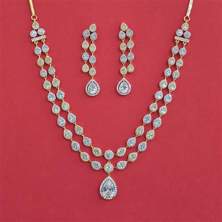American Diamond Classic Necklace with Rhodium Plating 2 Tone Plating