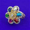 American Diamond Adjustable Ring with 2 Tone Plating
