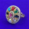American Diamond Adjustable Ring with 2 Tone Plating