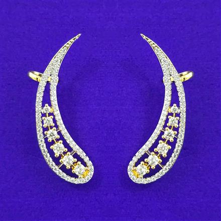 American Diamond Earcuff with Rhodium Plating 2 Tone Plating Mehndi Plating