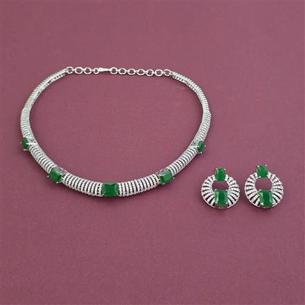 American Diamond Classic Necklace with Rhodium Plating